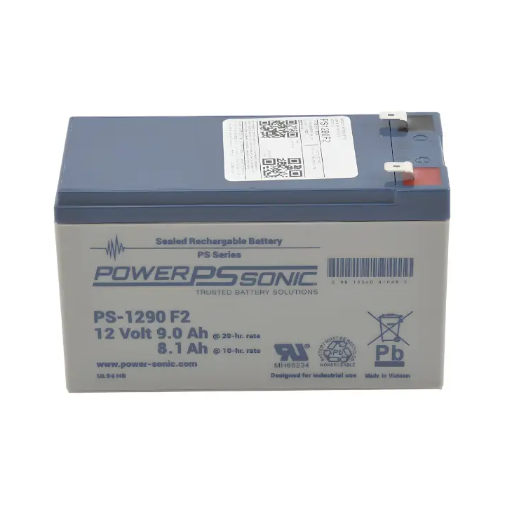 Bateria Power Sonic PS-1290-F2, 12V, 9AH, Tecnologias AGM, VRLA, 5 Años Vida Util, Terminales F2, Reconocida UL