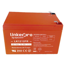 Bateria LinkedPro LK1212FR, 12V, 12Ah, AGM, Certificada UL94-V0, Retardante a la Flama, Terminales F1, Adaptador F2
