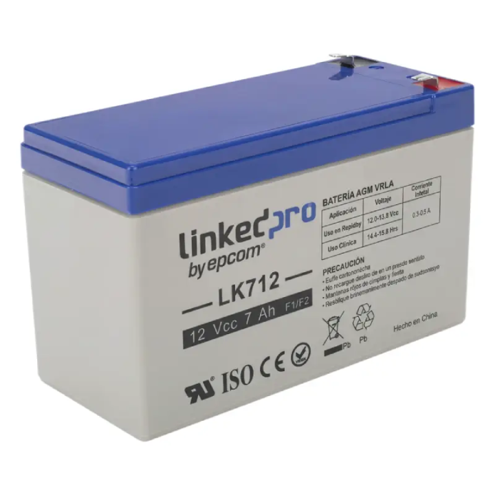 Bateria Linkedpro LK712, 12V, 7Ah, AGM, Terminales F1, Adaptador F2