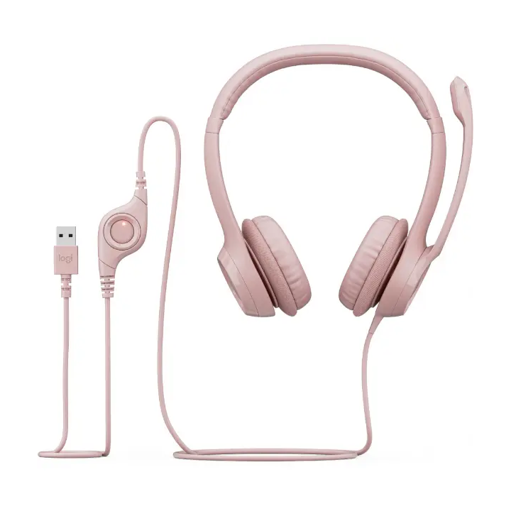Diadema Logitech H390, Microfono, Alambrico, 1.9 Metros, USB, Rosa