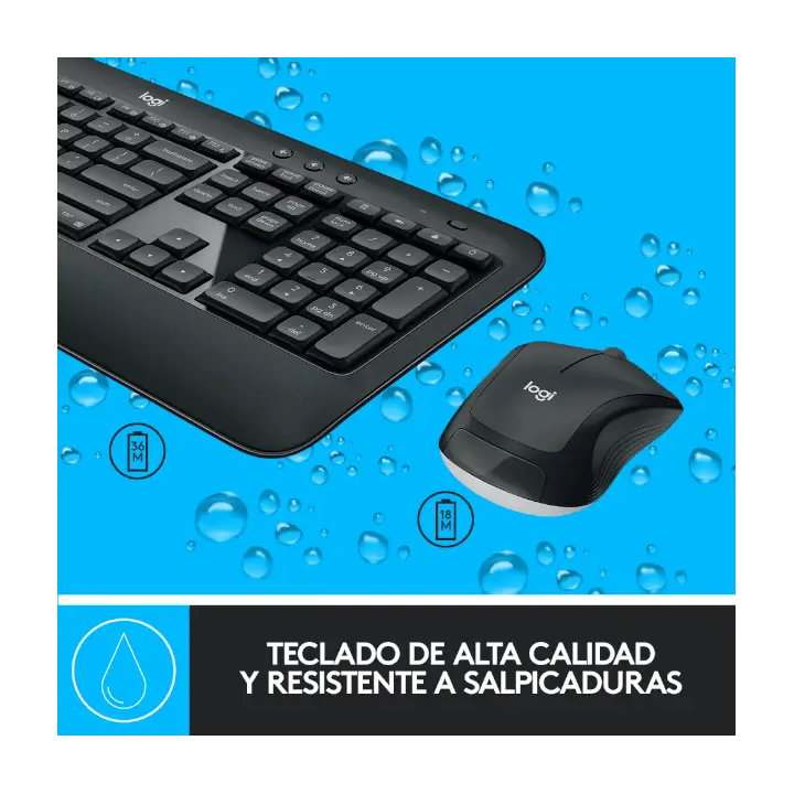 Kit de Teclado y Mouse Logitech MK540 Advance, RF Inalambrico, USB, Negro y Blanco, Español